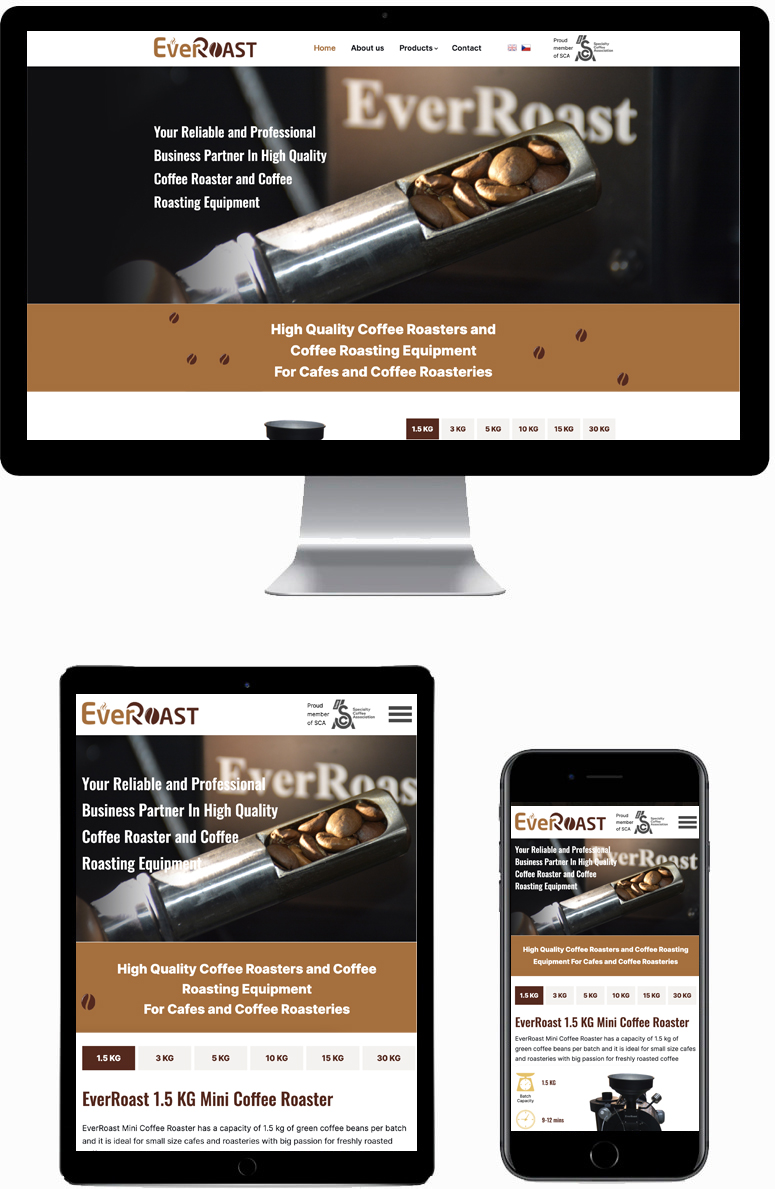 Сайт-каталог для производителя оборудования для обжарки кофе EverRoast