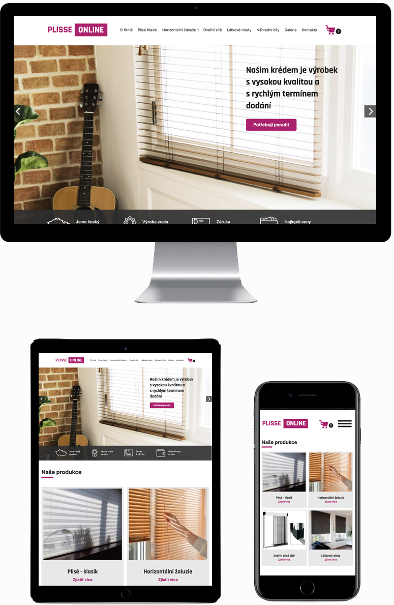 Интернет-магазин для производителя затеняющей техники в Чехии